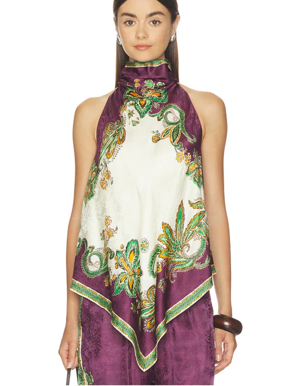 Alemais  Ruthie floral-print satin-jacquard halterneck top, 2 4 6 8
